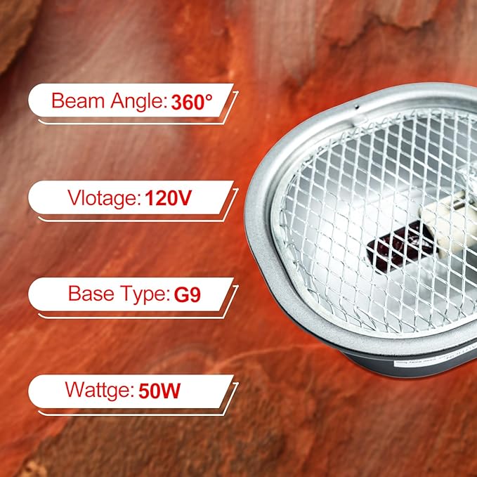 G9 Reptile Infrared Heat Lamp, Terrarium Heating Lamp Fixture - Image 2