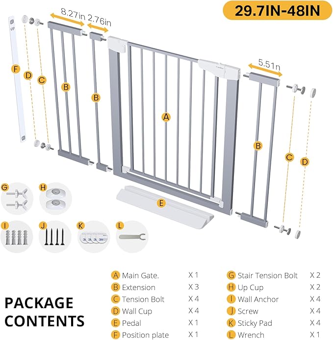 Cumbor 29.7-48" Baby Gate for Stairs, Mom's Choice Awards Winner-Dog Gates for - Image 9