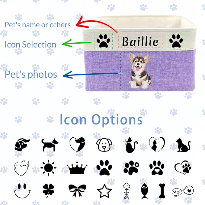 Personalized Dog Cat Toy Basket - Image 3