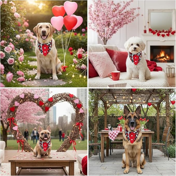 ADOGGYGO Valentine Dog Tuxedo, Adjustable Valentine Bandana - Image 2