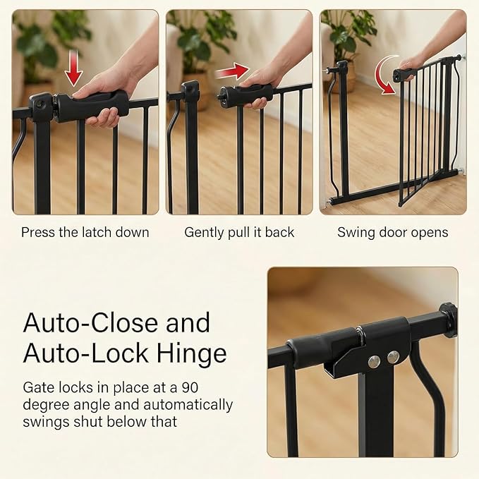 Extra Wide Baby Gate Tension Indoor Safety Gates Black Metal Large Pressure - Image 5
