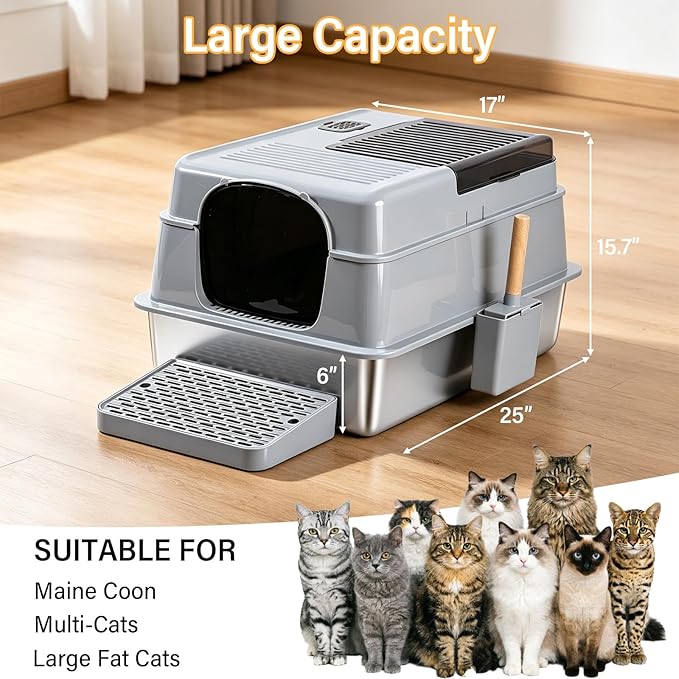 XXXL Stainless Steel Litter Box - Image 3