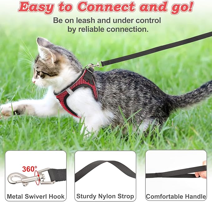 Cat Harness and Leash for Walking Escape Proof, Adjustable Kitten Vest Harness - Image 3