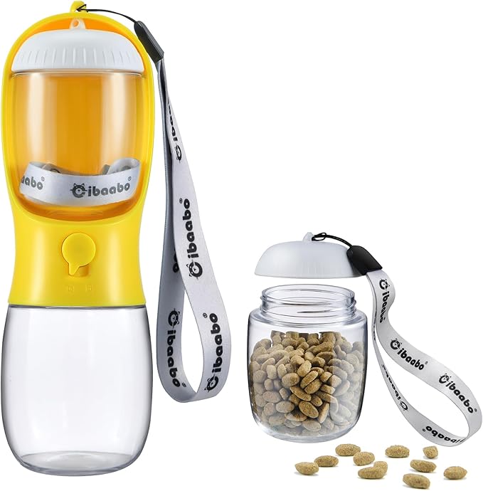 Cibaabo Dog Water Bottle with Food Container, Travel Puppy Water Bowl, Portable by Cibaabo