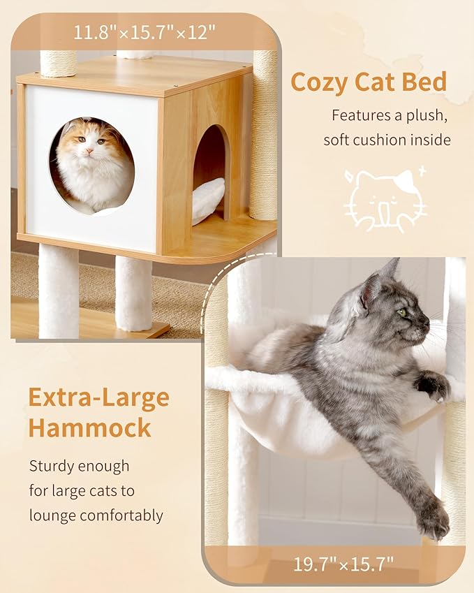 Heybly Cat Tree, 70.5 Inch Wood Tall Cat Tower - Image 6