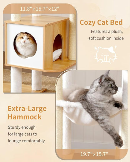 Heybly Cat Tree, 70.5 Inch Wood Tall Cat Tower - Image 6