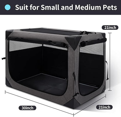 Zikopomi 30 Inch Portable Travel Dog Crate, 3 Door Collapsible Soft Pet Kennel - Image 4
