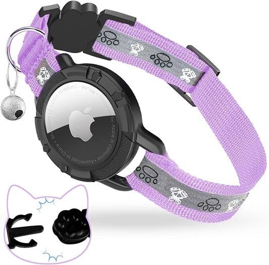 Breakaway AirTag Cat Collar, Reflective Cat Tracker Collar by ODOKELE