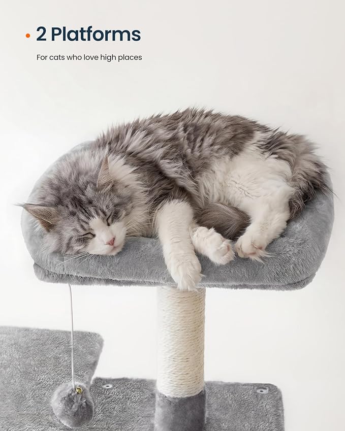 SONGMICS HOME Cat Tree for Indoor Cats, Hammock and Condo, Light Gray - Image 4