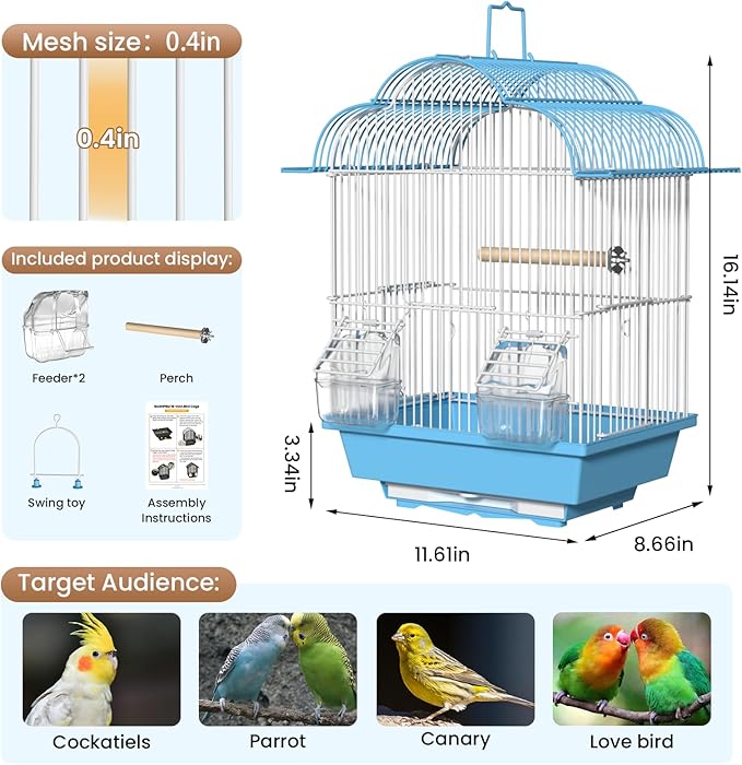 16-inch Small Bird Cage for Home or Travel - Image 9
