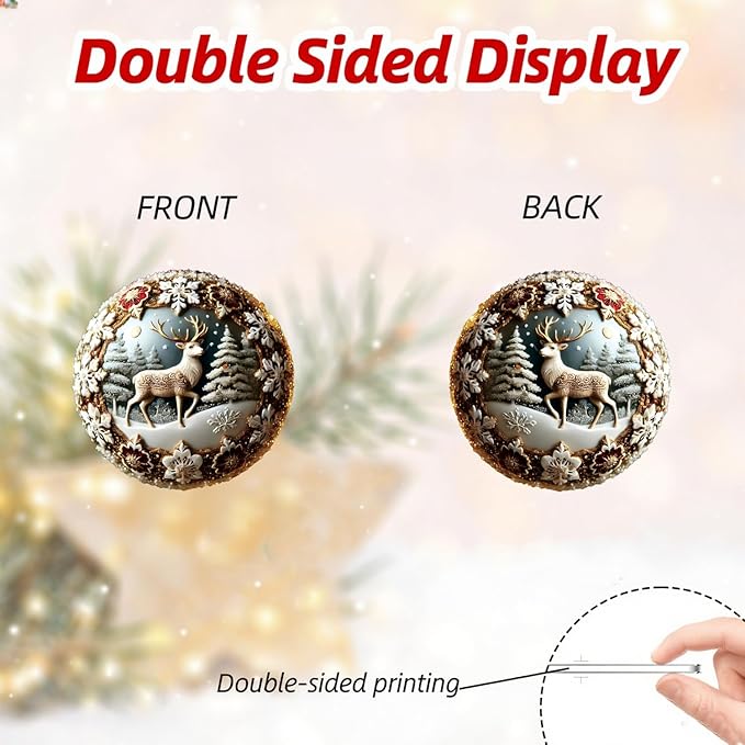 12 Pcs Christmas Ornaments Decorations Xmas Ball Hanging Ornaments 2D Acrylic - Image 6