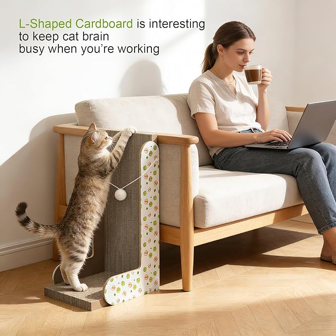 TIMHAKA Cat Scratcher, 22.7 Inch L-Shaped Cat Scratching Board - Image 6