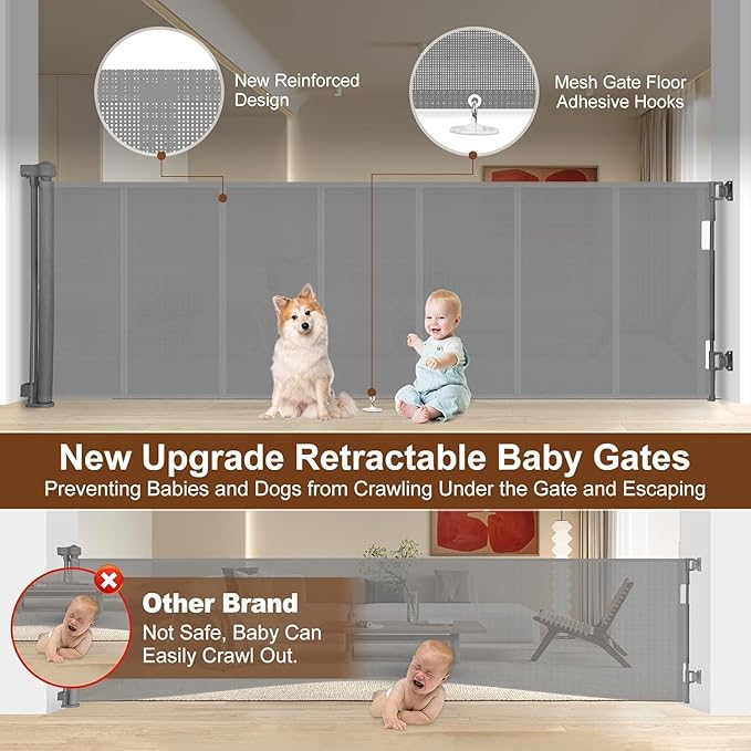 Miumoon 120 inch Retractable Baby Gates 34 inch Tall, Retractable Gate - Image 2