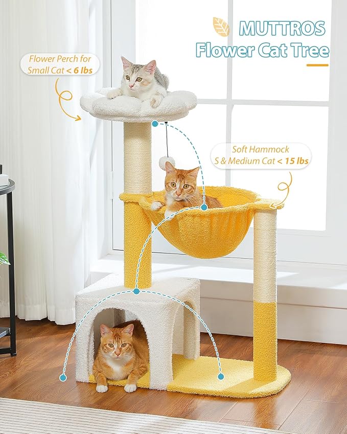 MUTTROS Cute Cat Tree with Flower Top Bed - Image 2
