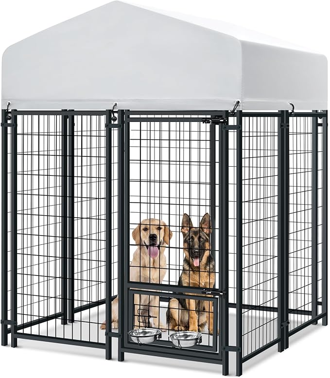 Oranland 4x4x6FT Outdoor Dog Kennel, Heavy Duty Welded Wire Steel Dog Kennel by ProfessionalCageManufacturer