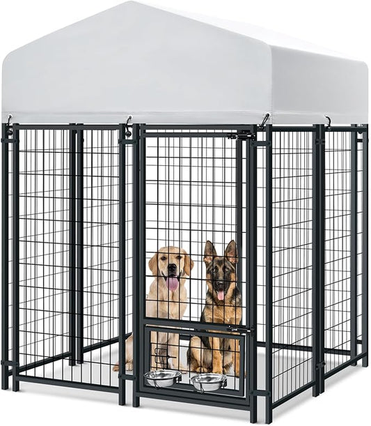 Oranland 4x4x6FT Outdoor Dog Kennel, Heavy Duty Welded Wire Steel Dog Kennel by ProfessionalCageManufacturer