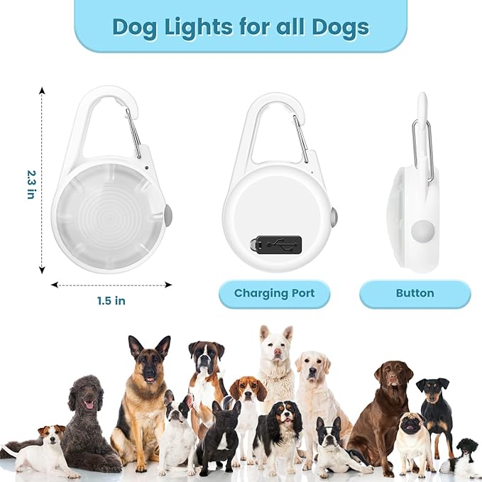 2Pack Dog Lights for Night Walking Dog Collar Light Clip on Glow in The Dark - Image 6