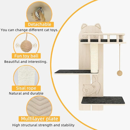 Cat Wall Shelves, 3 Platform Kitten Wall Furniture, DIY - Image 4