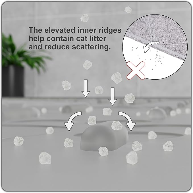 OHMO Cat Litter Mat Large Trapping Mat Premium Silicone Rubber 23.5x16 Semi - Image 3