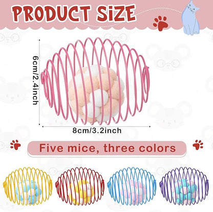 Jecery 5 Pcs Cat Spring Toys Stretchable Rolling Balls Colorful Playful Coils - Image 2