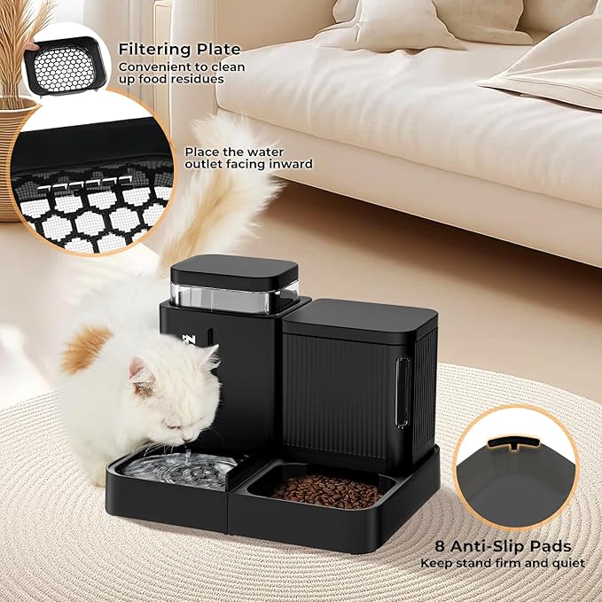ZOMISIA Gravity Cat Feeder and Water Dispenser, 2 in 1 Cat Self Feeder - Image 4
