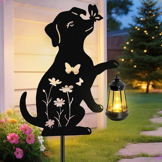 Solar Lights Outdoor Stakes, Metal Dog Solar Lights, Birthday Gifts by yulloyello