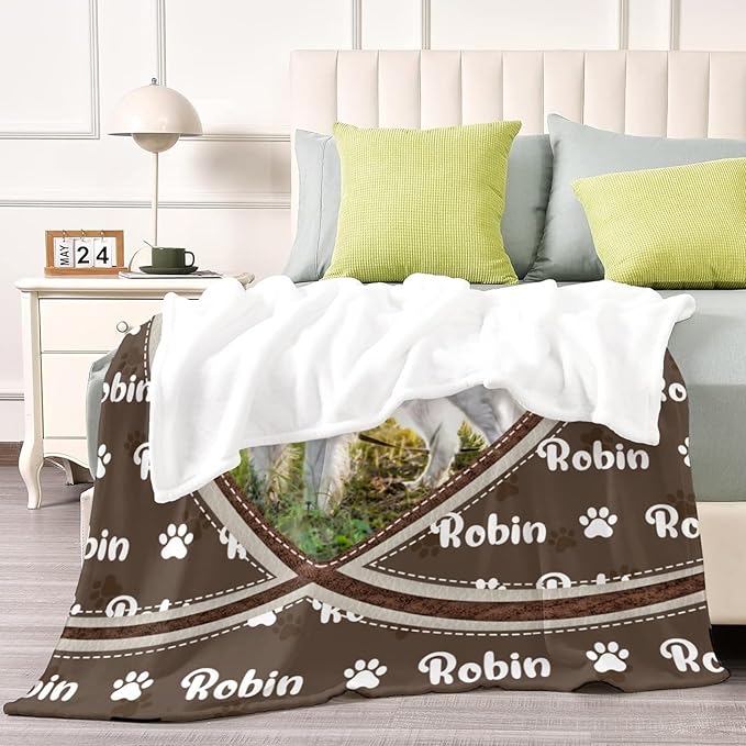 Personalized Dog Blankets with Name Photos, Custom Paw Print Blanket - Image 5