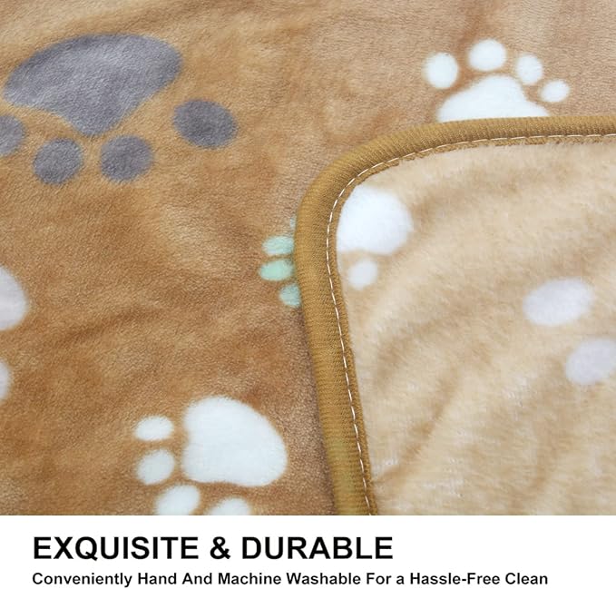 1 Pack 3 Puppy Blankets Super Soft Warm Sleep Mat Cute PAW Print Blanket Fleece - Image 5