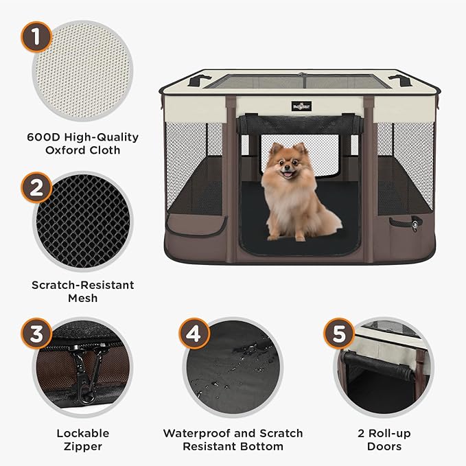 Paw Ballet Foldable Pet Kitten Playpen, Upgrade Waterproof Portable Cat Dog - Image 3