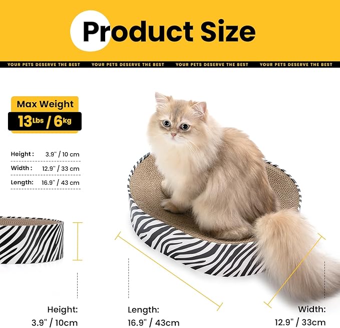 Conlun Oval Cat Scratcher Bed, 2-in-1 Cat Scratching Board, Natural Corrugated - Image 8