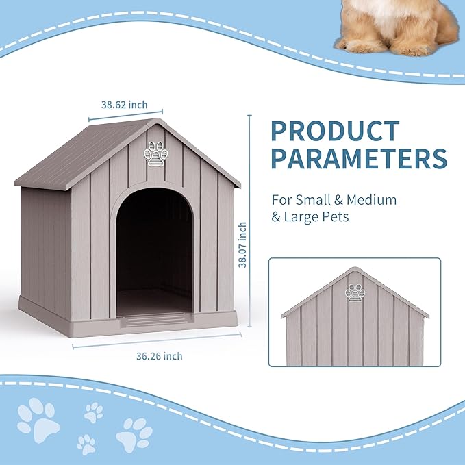 Dog House Outdoor Weatherproof，Waterproof Resin Outside Dog House - Image 7