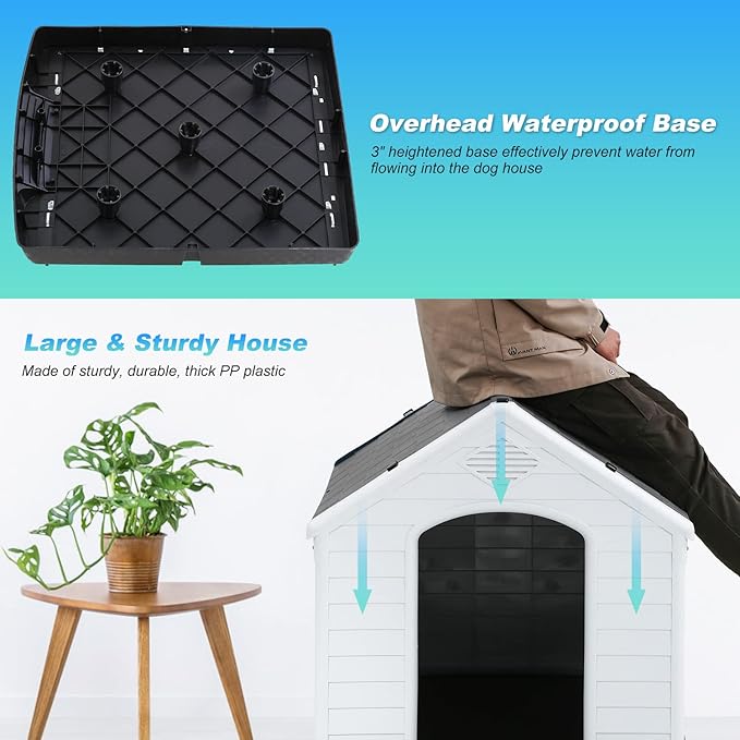 FDW Dog House Indoor Outdoor Durable Ventilate Waterproof Pet Plastic Dog House - Image 6