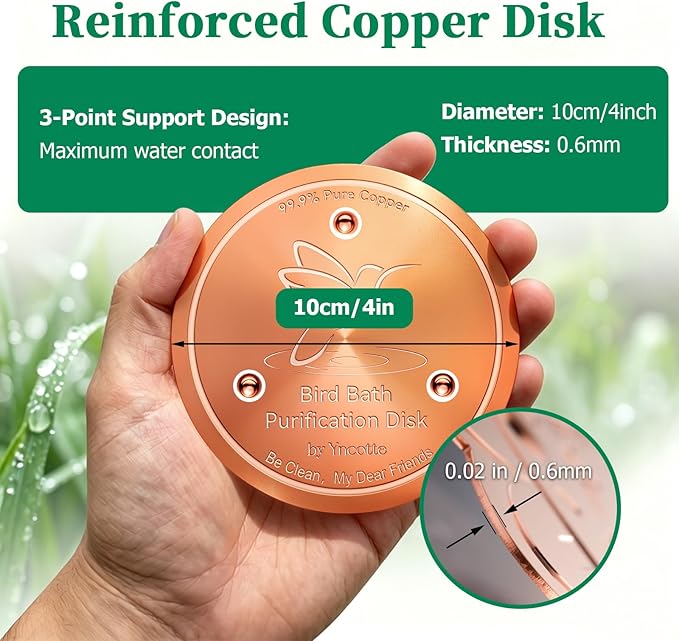 Bird Bath Copper Disk, 0.6mm Reinforced 99.99% Pure Copper Cleaning Disc Plate - Image 5
