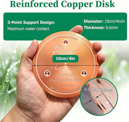 Bird Bath Copper Disk, 0.6mm Reinforced 99.99% Pure Copper Cleaning Disc Plate - Image 5