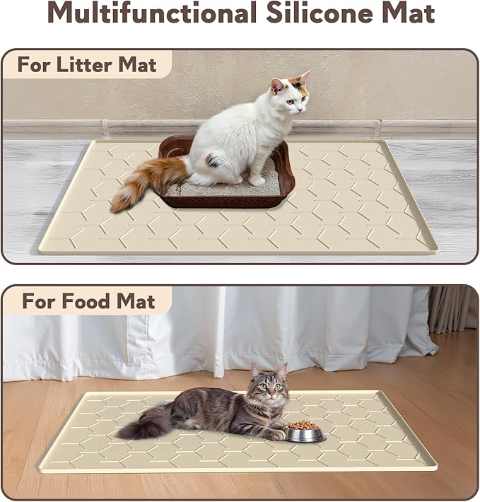 Garoopion Silicone Cat Litter Trapping Mat, Large Waterproof 34" X 22" Cat - Image 6