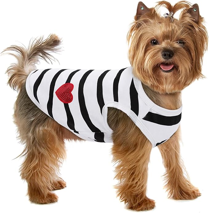 Pet Dog Striped T-Shirt Dogs Cats Cotton Vest Spring Summer Pet Apparel Tee by PREFERHOUSE
