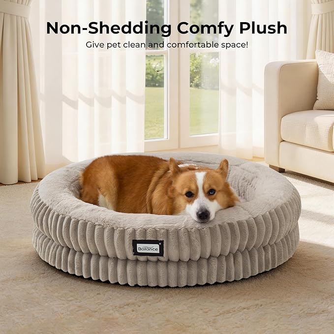 BALANCE Donut Dog Bed, 30 Inches Round Dog Bed Medium Size Dogs Washable - Image 2