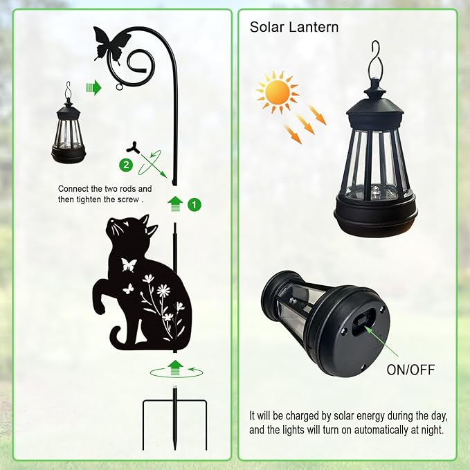 Metal Cat Stake with Solar Lights Outdoor Decorative, Womens Gifts Unique - Image 5