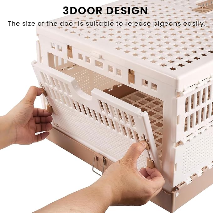 Plastic Folding Pigeon Cage, Portable Pet Bird Travel Cage Carrier Pigeon Cage - Image 3