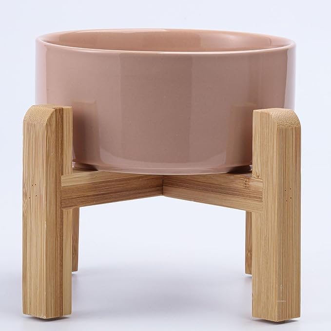 Petygooing Khaki Elevated/Raised Ceramic Dog Bowl by PetygooingforYOURLOVEDPET