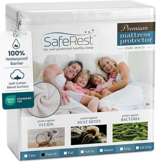 SafeRest Waterproof Twin XL Size Mattress Protector by SafeRest