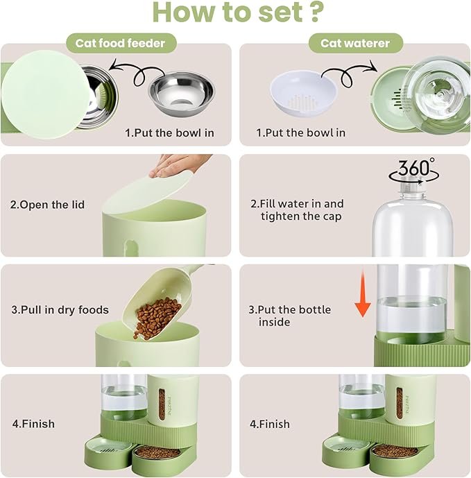 2 Pack Automatic Cat Feeder Stainless Steel Water Dispenser Gravity Food Feeder - Image 5