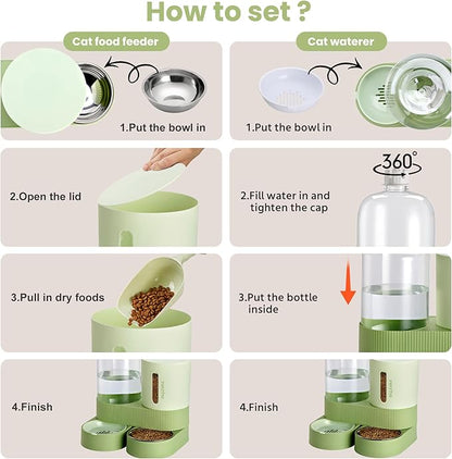 2 Pack Automatic Cat Feeder Stainless Steel Water Dispenser Gravity Food Feeder - Image 5