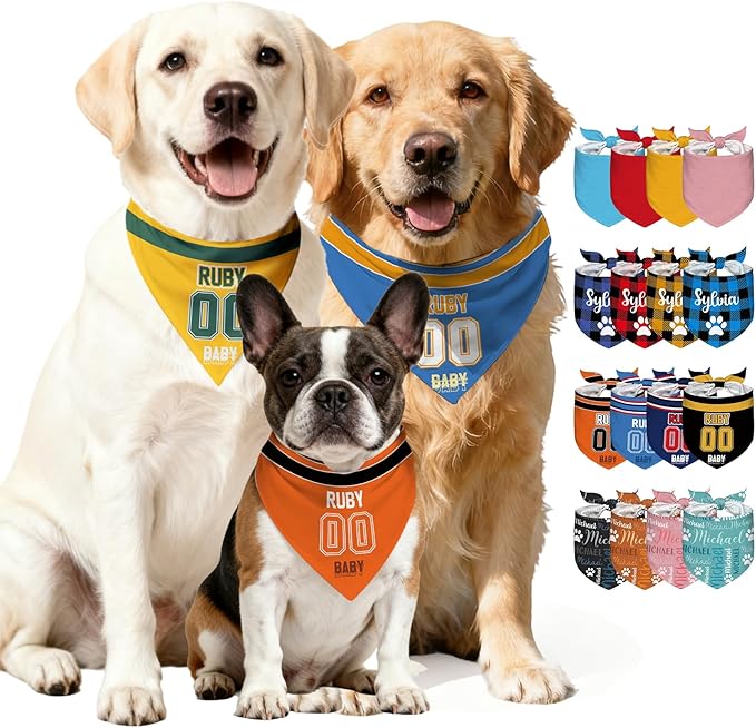 Custom Dog Bandana with Name, Personalized Pet Bandana by Unknown