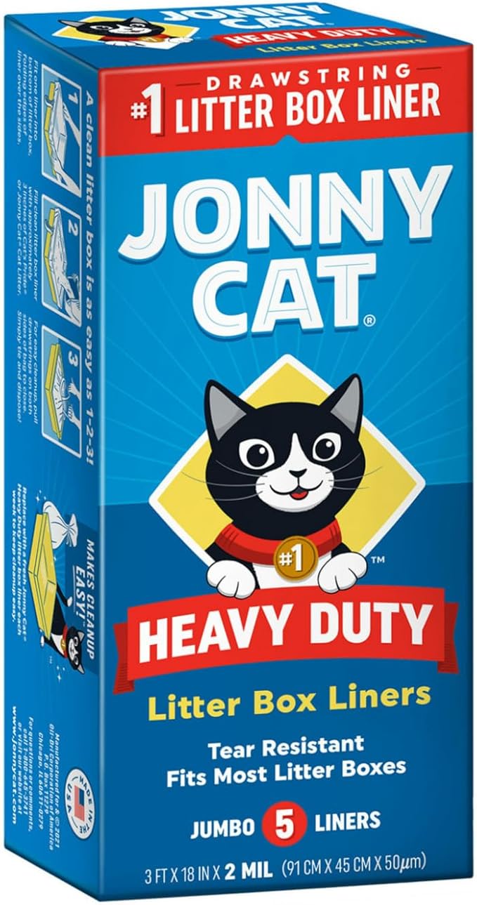 JONNY CAT Litter Box Liners, Heavy Duty Drawstring Liners, 5 Liners per Box - Image 2