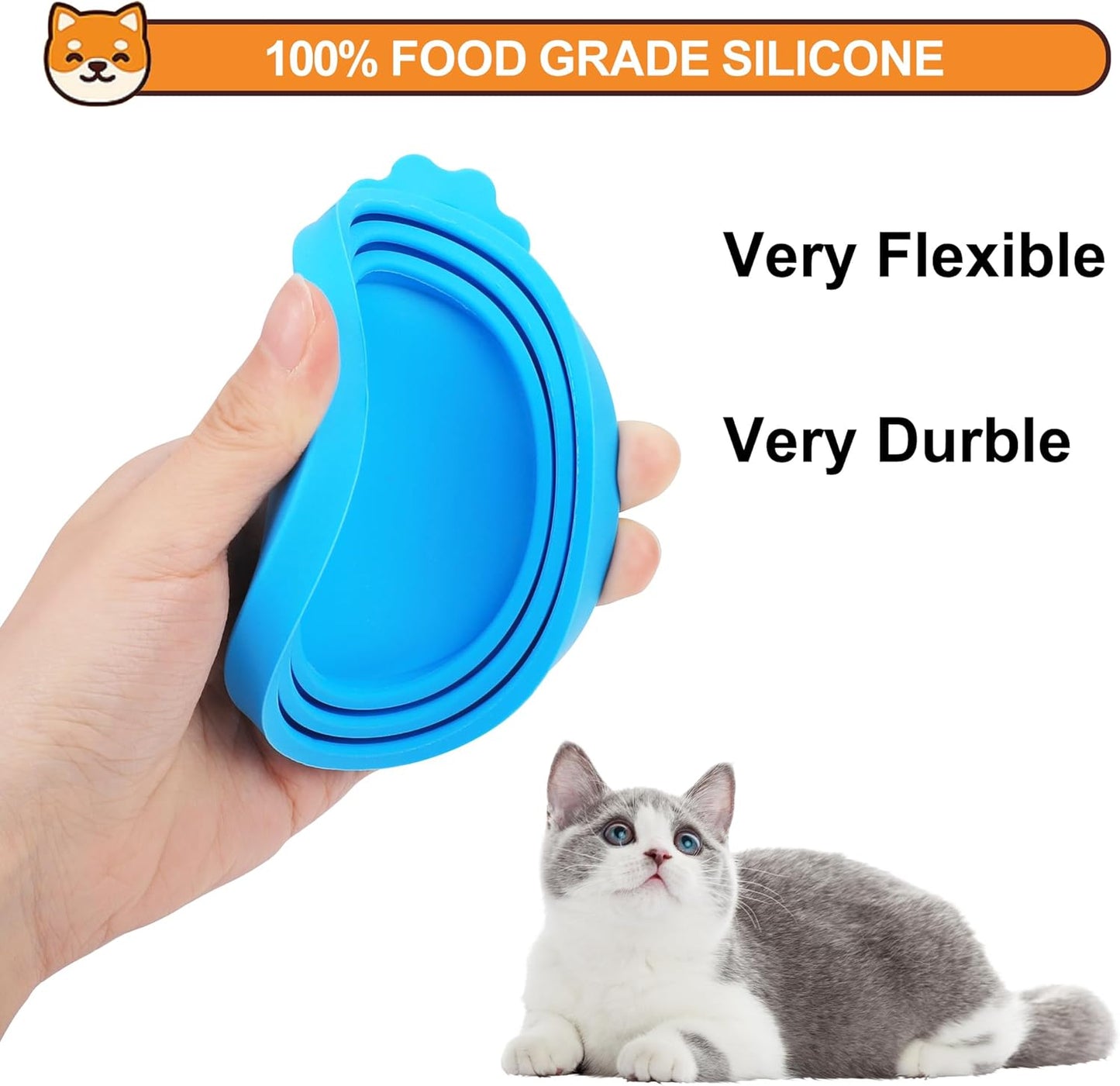 2 Pack Pet Food Cans Lids, Silicone Food Can Covers for Dog and Cat, BPA Free/Food Safe/Universal, One Fit Most Standard Size Food Can Top Yellow/Blue