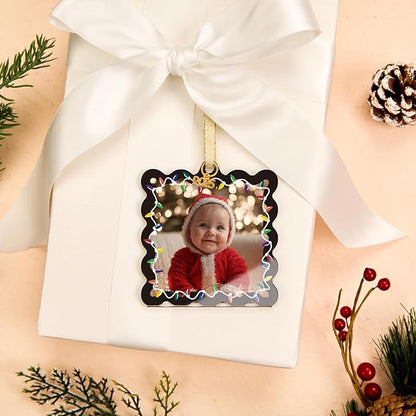 UNIQOOO 6Pcs Black Wave Christmas Acrylic Picture Frame Ornaments, 3 Sizes - Image 7