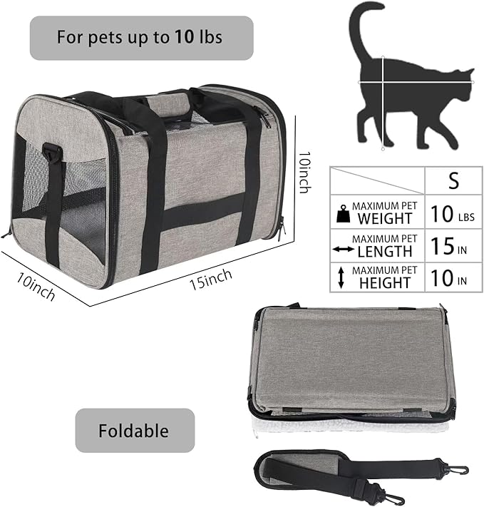 Small Animals Cat Carrying Case Pet Carrier Airline Approved, Protable and - Image 2