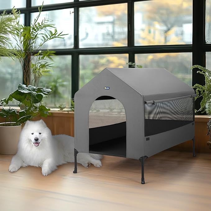 Veehoo 35" Dog House, 2-in-1 Large Dog House Outdoor Indoor Weatherproof - Image 6
