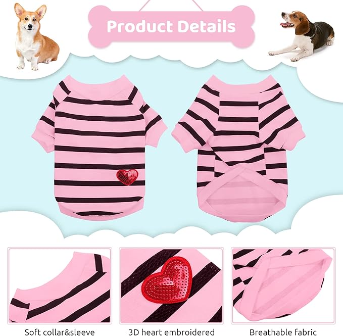 Pet Dog Striped T-Shirt Dogs Cats Cotton Vest Spring Summer Pet Apparel Tee - Image 2